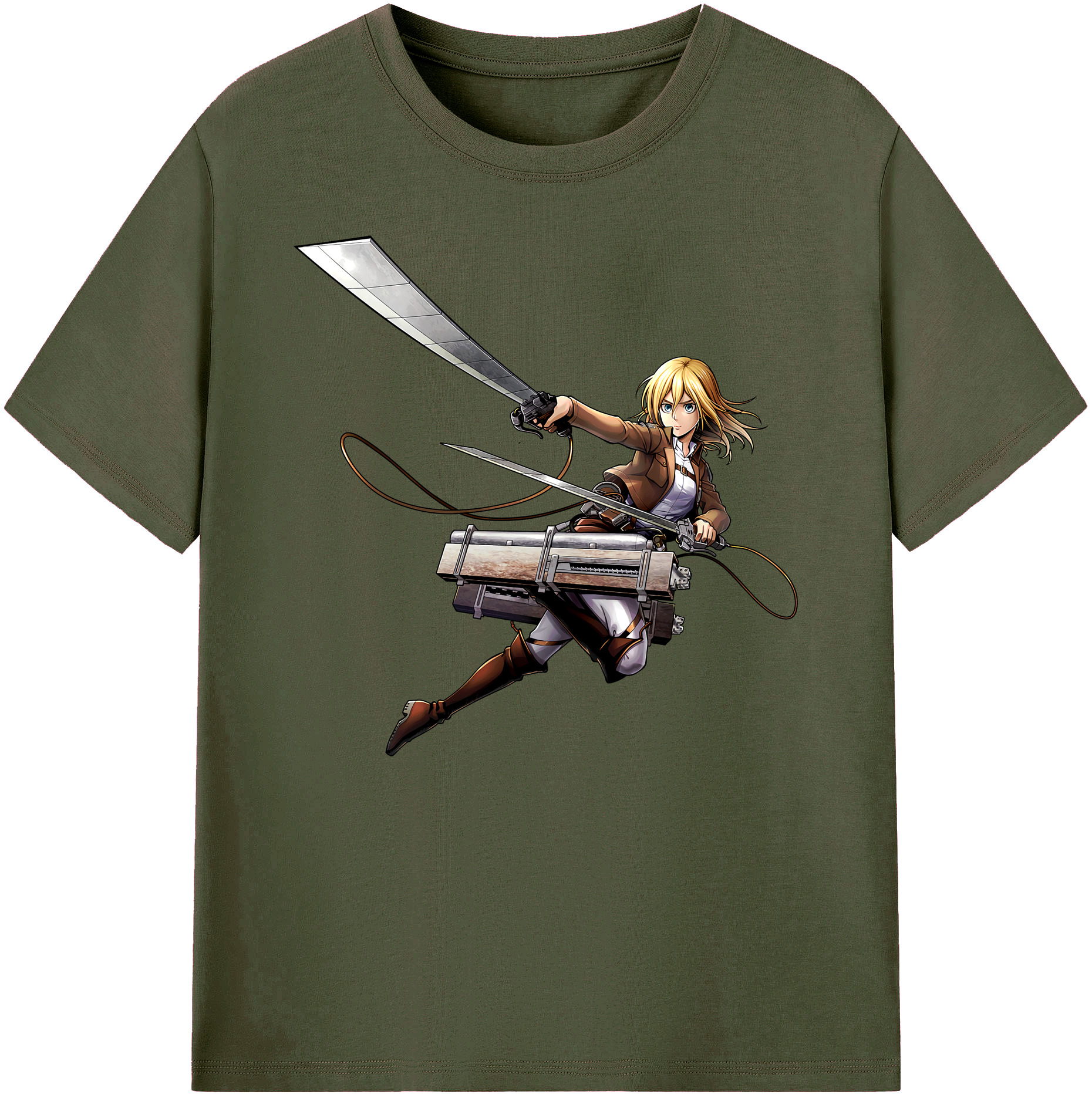 （画像用） 進撃の巨人 クリスタ·レンズ Attack on Titan Christa Lenz 綿100％ メンズ半袖Tシャツ｜肌触りやわらか＆通気性